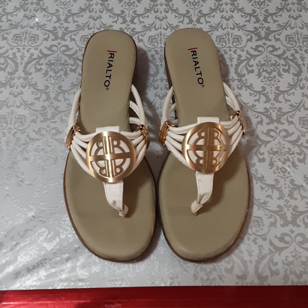 Rialto White and Gold Sandals